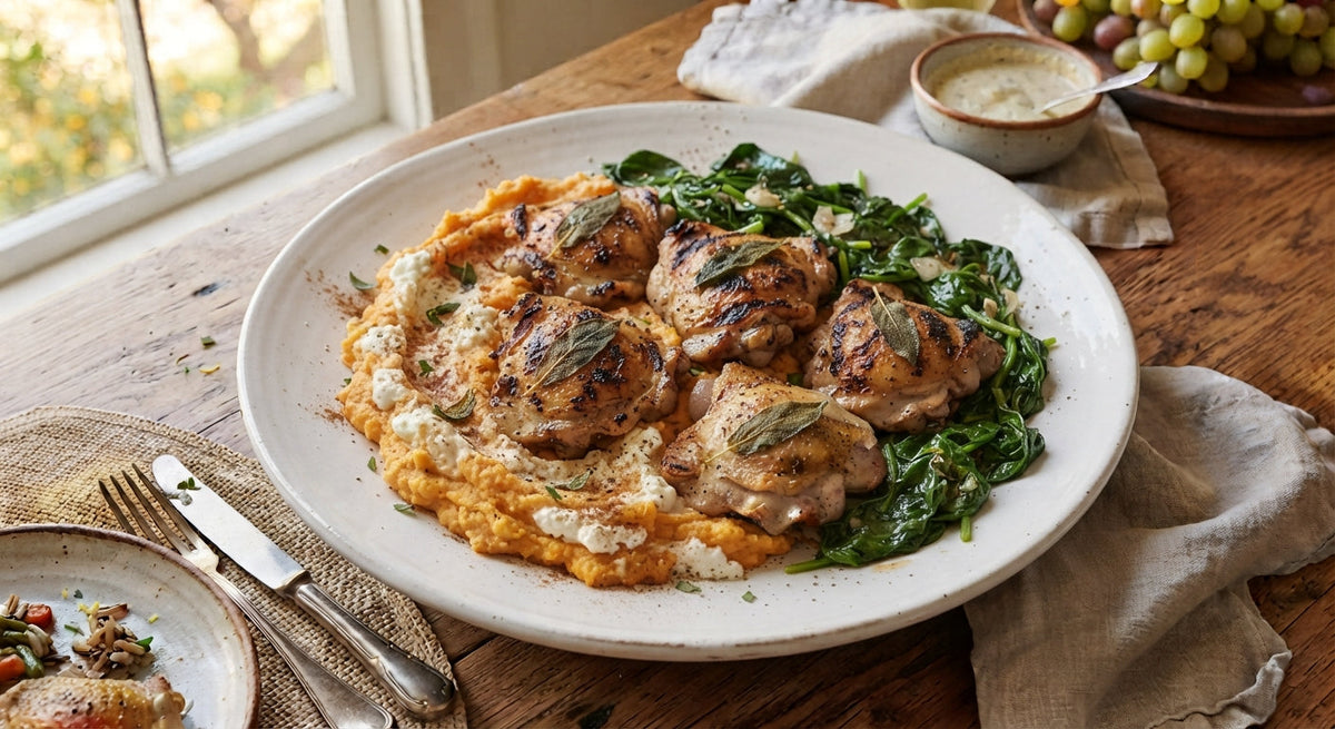 Apple-Sage Chicken & Sweet Potato Mash